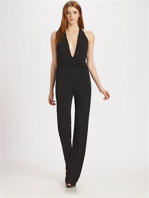 black michael kors jumpsuit|michael kors black jumpsuit halter.